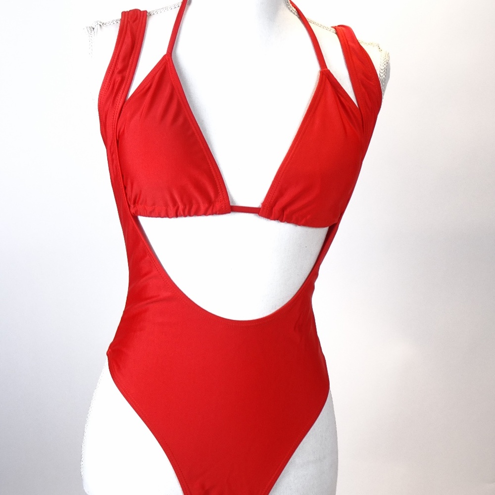 Red Swimwear Women Size L Monokini Bathing Suit 